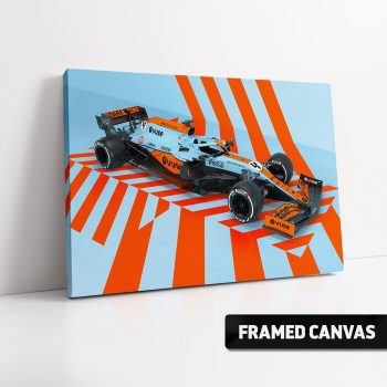 Mclaren Racing Iconic Gulf Livery Canvas Print Monaco 2021 Lando Norris F1 Formula One Poster Print