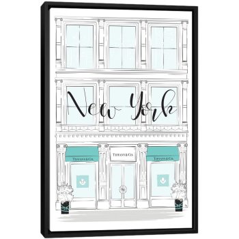 New York Tiffany Shop - Black Framed Canvas