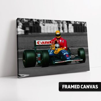 Nigel Mansell 'Taxi For Ayrton Senna' Canvas Print Silverstone F1 Poster Print Formula 1 Canvas Print
