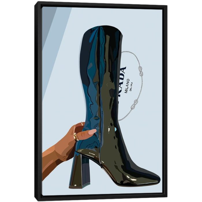 Prada Boots - Black Framed Canvas