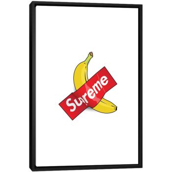 Supreme Banana - Black Framed Canvas, Stretched Wrapped Canvas Print, Wall Art Decor