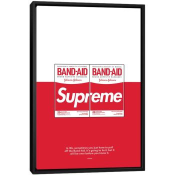 Supreme Band Aid - Black Framed Canvas