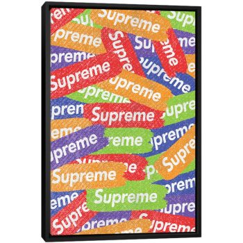Supreme Labels - Black Framed Canvas, Stretched Wrapped Canvas Print, Wall Art Decor