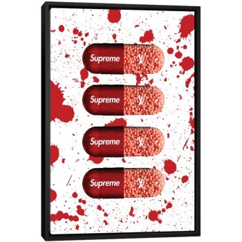 Supreme Pill - Black Framed Canvas, Stretched Wrapped Canvas Print, Wall Art Decor