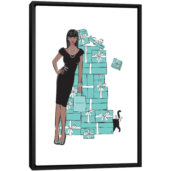 TIffany Girl I - Black Framed Canvas