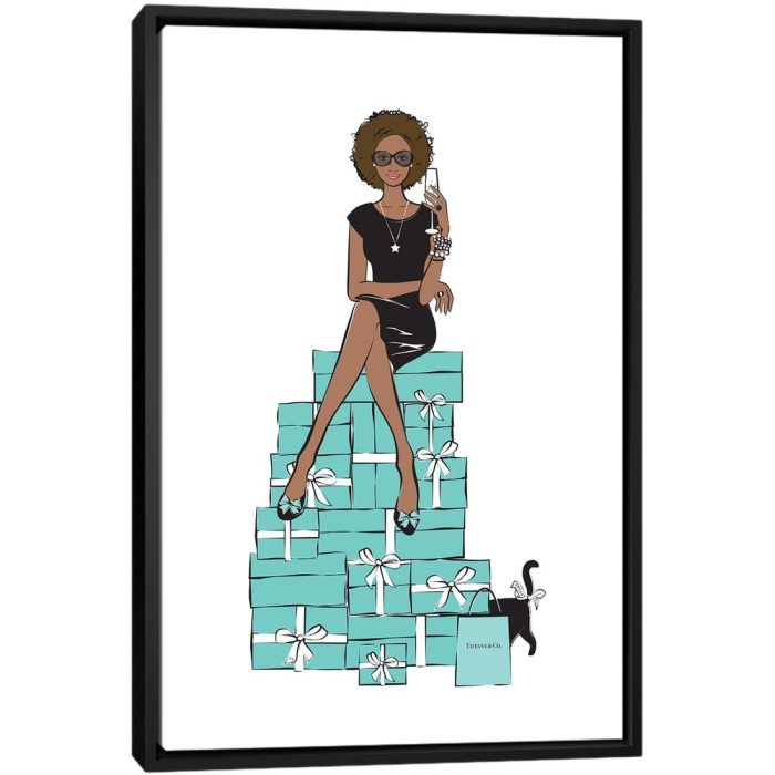 TIffany Girl Sitting I - Black Framed Canvas