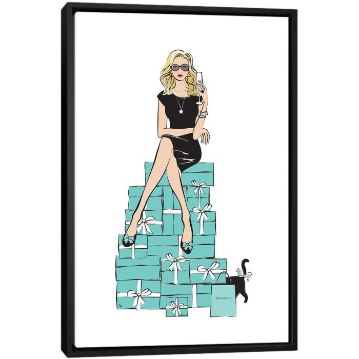 TIffany Girl Sitting II - Black Framed Canvas