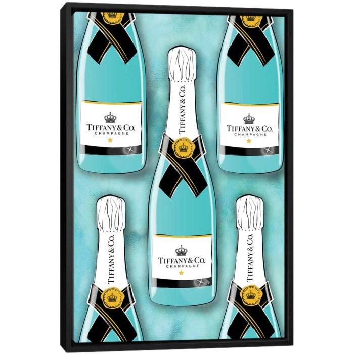 Tiffany Bottles - Black Framed Canvas