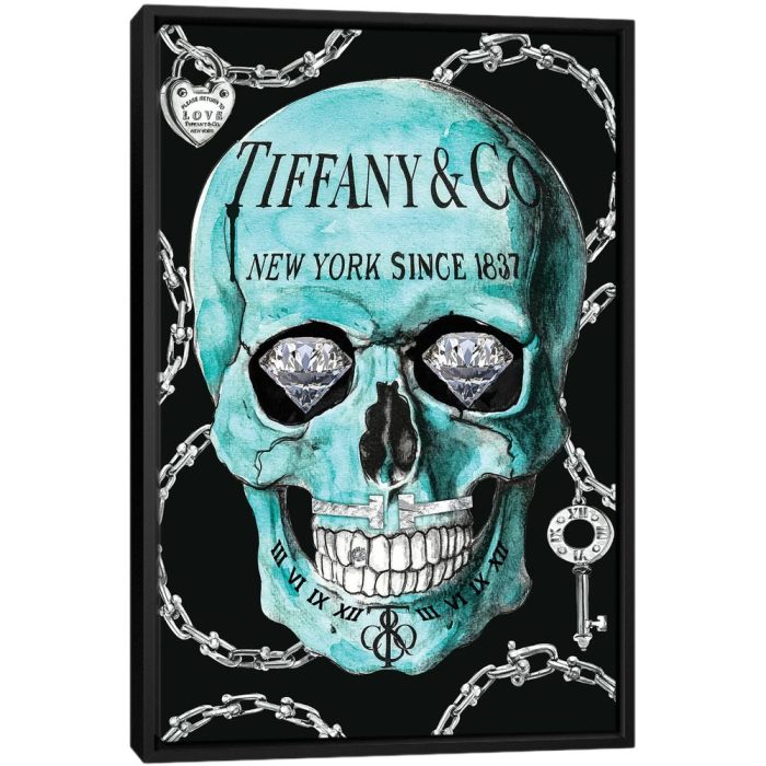 Tiffany Skull - Black Framed Canvas
