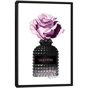Valentino Perfume & Rose - Black Framed Canvas