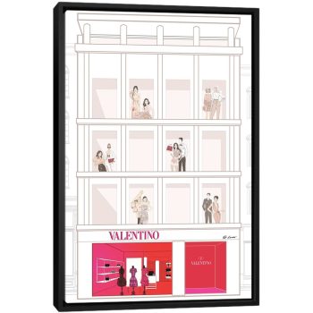 Valentino Store Front - Black Framed Canvas