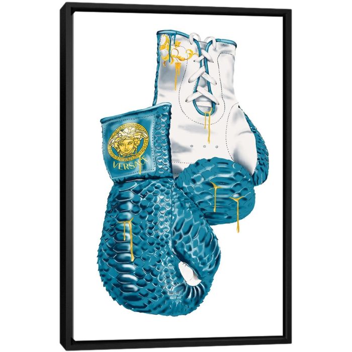 Versace Eros Blue Boxing Gloves - Black Framed Canvas