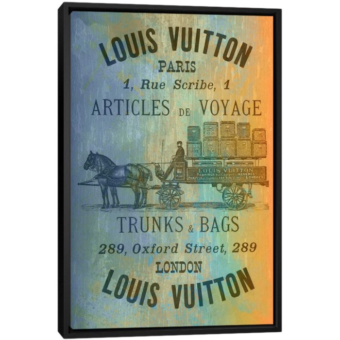 Vintage Woodgrain Louis Vuitton Sign 2 - Black Framed Canvas