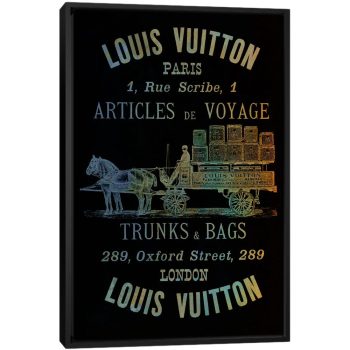 Vintage Woodgrain Louis Vuitton Sign 4 - Black Framed Canvas