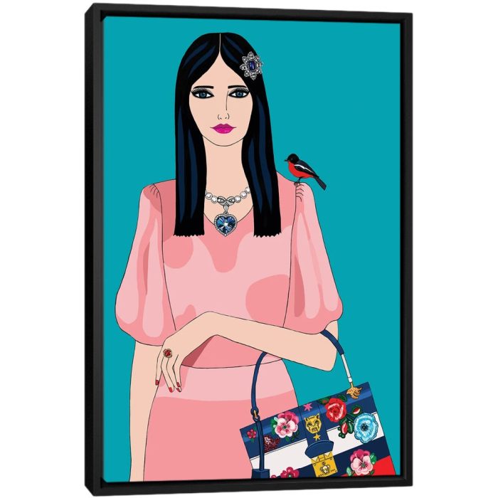 Woman In Miu Miu Dress And Gucci Bag - Black Framed Canvas
