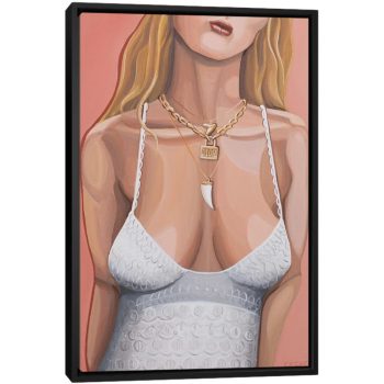 Woman Wearing Dior Necklaces - Black Framed Canvas