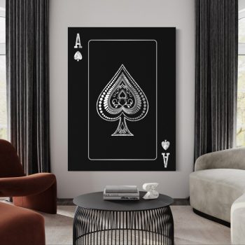 Ace Playing Card Canvas Success Motivation Wall Decor Silver Art Motivation Art Home Decor King And Queen