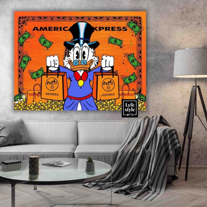 Amex X Scrooge Mcduck Canvas Street Art Motivational Interior Art Wall Art Alec Monopoly