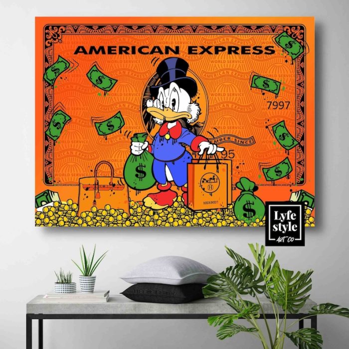 Amex X Scrooge Mcduck Canvas Street Art Motivational Interior Art Wall Art Office Art