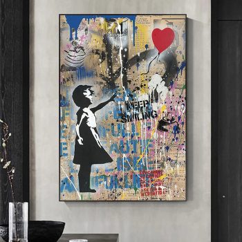 Banksy Canvas Poster Print Wall Art Decor Girl With Balloon
