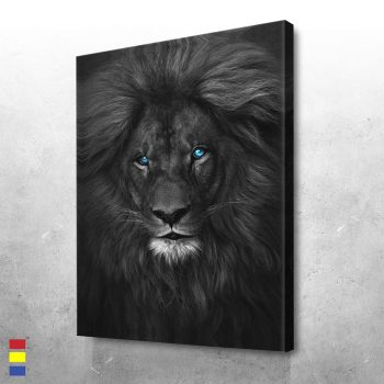 Black Lion King and the Majesty of Wildlife in Art Canvas Poster Print Wall Art Decor
