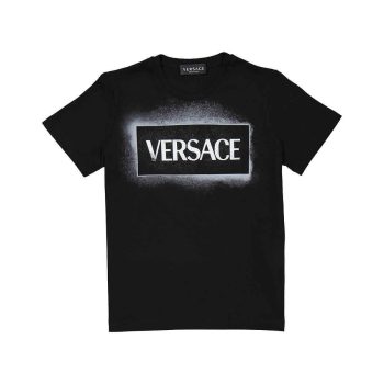 Black Spray-Effect Versace Logo Cotton Tee Unisex T-Shirt FTS146