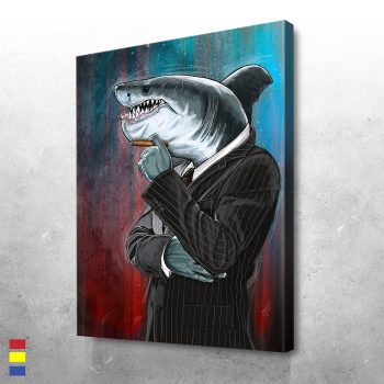 Business Shark Cool Business Man Canvas Poster Print Wall Art Decor