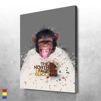 Chimp Face's Luxury Lifestyle Art a Fusion of Color and Elegance Canvas Poster Print Wall Art Decor