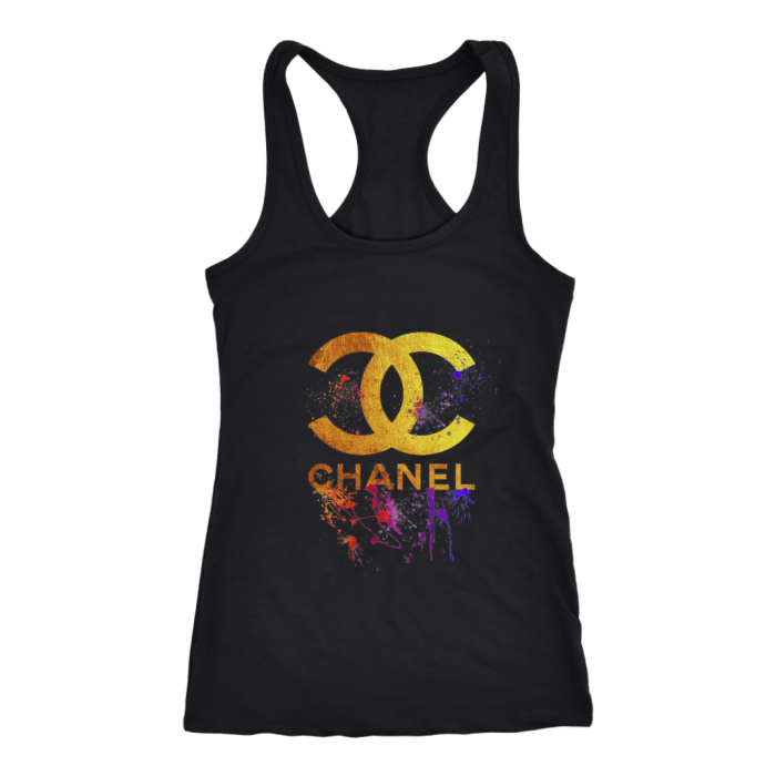 CoCo Chanel Gold Logo  Women Racerback Tank Top