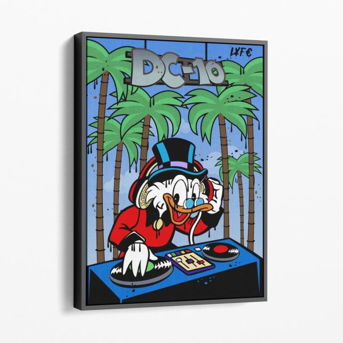 Dj Scrooge Mcduck Ibiza Dc10 Framed Canvas Alec Monopoly Motivational Interior Art Wall Art Travel Art