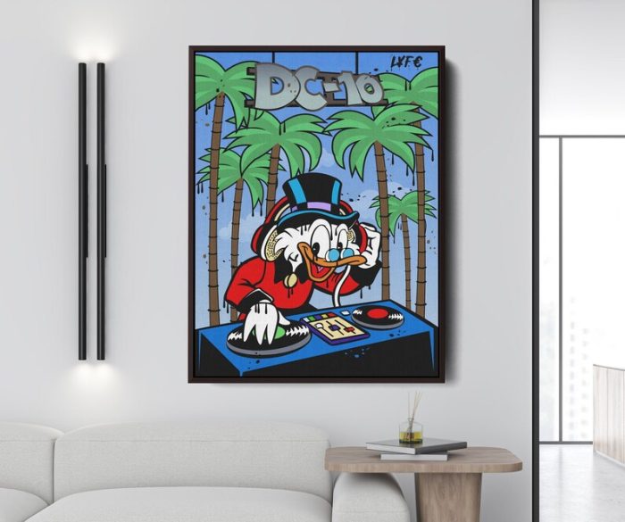 Dj Scrooge Mcduck Ibiza Framed Canvas Street Art Motivational Interior Art Wall Art Travel Art