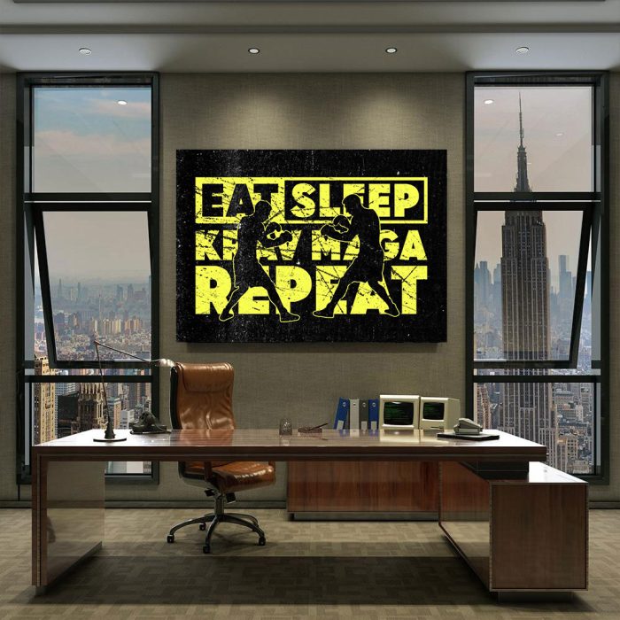 Eat Sleep Krav Maga Repeat Canvas Poster Prints - Wall Art Decor For Fan M3783