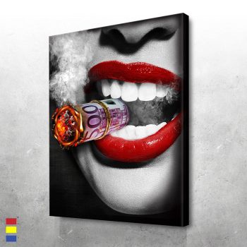 Euros to Burn Sexy Red Lips Burn Money Special Design Canvas Poster Print Wall Art Decor