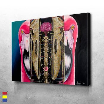 Flamingo Pop Culture Art a Fusion of Anatomical Drawings and Miami's Wynwood Vibes Canvas Poster Print Wall Art Decor