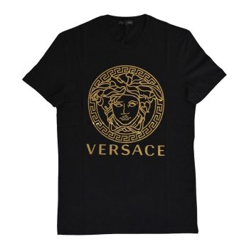 Gold Medusa Logo Versace Printed Cotton Tee Unisex T-Shirt FTS155