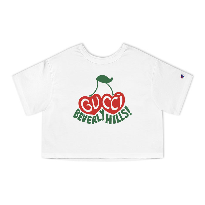 Gucci Beverly Hills Logo Champion Women Cropped T-Shirt NTB2190