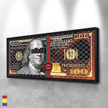 Gucci Cash Grab and Fashion Money Dollars Bill in Art Canvas Poster Print Wall Art Decor