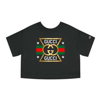 Gucci Gold Logo Champion Women Cropped T-Shirt NTB2198