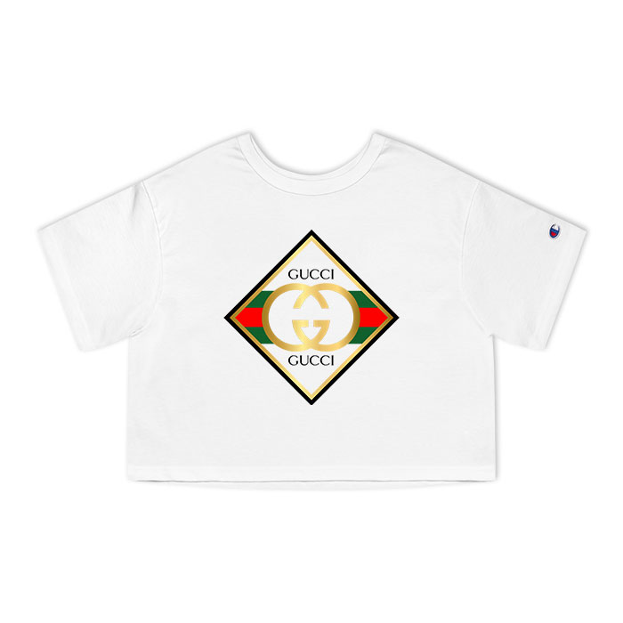 Gucci Gold Logo Champion Women Cropped T-Shirt NTB2199