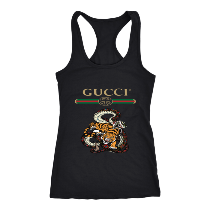 Gucci Logo  Tiger Vs Snake Women Racerback Tank Top