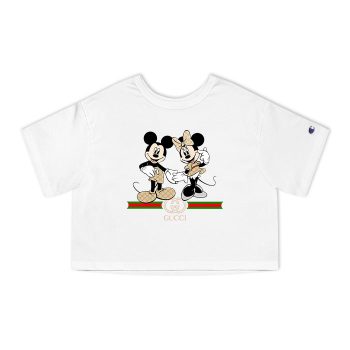 Gucci Mickey Mouse And Minnie Mouse Couple Champion Women Cropped T-Shirt NTB2175