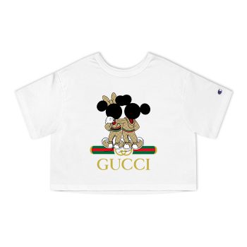 Gucci Mickey Mouse And Minnie Mouse Couple Champion Women Cropped T-Shirt NTB2176