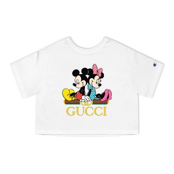 Gucci Mickey Mouse And Minnie Mouse Couple Champion Women Heritage Cropped T-Shirt CTB007