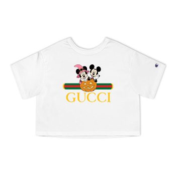 Gucci Mickey Mouse And Minnie Mouse Couple Halloween Champion Women Heritage Cropped T-Shirt CTB014