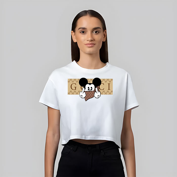 Gucci Mickey Mouse Champion Women Cropped T Shirt CTB2336 Cadadesigns