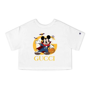 Gucci Mickey Mouse Halloween Champion Women Heritage Cropped T-Shirt CTB012