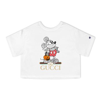 Gucci Mickey Mouse Halloween Champion Women Heritage Cropped T-Shirt CTB024