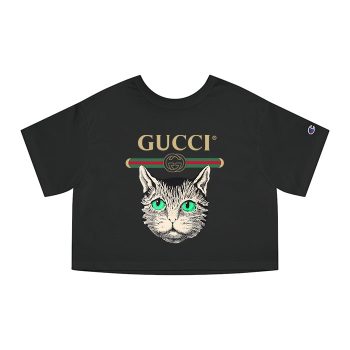 Gucci Mystic Cat Embellished Champion Women Heritage Cropped T-Shirt CTB055