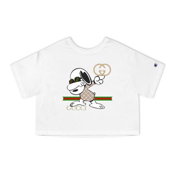 Gucci Snoopy Dabbing Champion Women Heritage Cropped T-Shirt CTB028