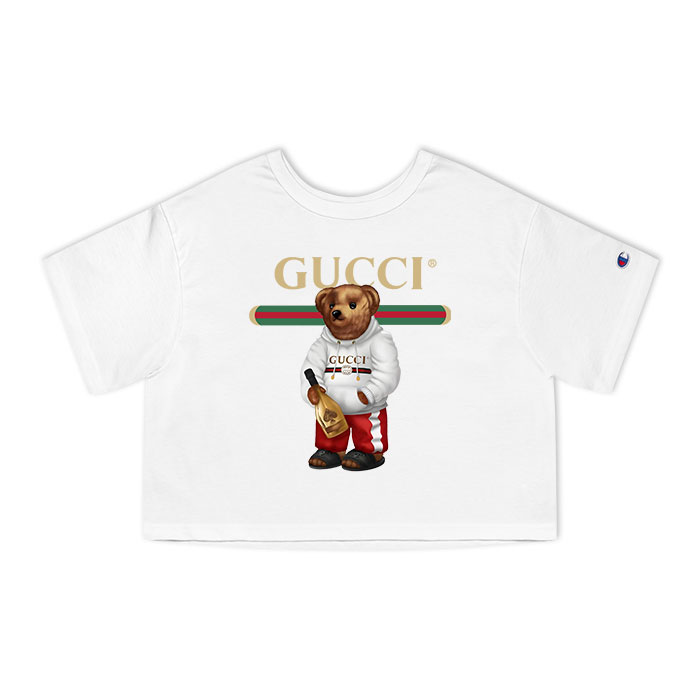 Gucci Teddy Bear Champion Women Cropped T-Shirt CTB2337